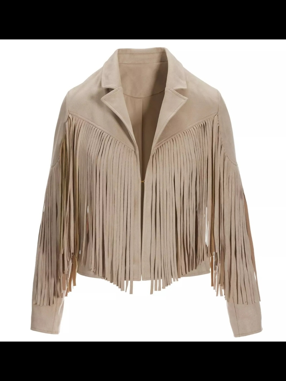Boston Proper Beige Suede Fringe Jacket - Picture 4 of 5
